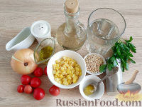 Салат с перловкой, кукурузой и помидорами