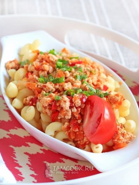 Подлива из куриного фарша к макаронам